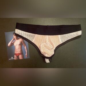Body Aware Men’s White Mesh Thong Pouch Underwear Size Small
